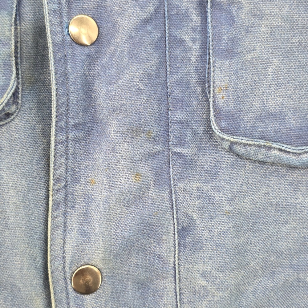 Vintage RedHead Lined Field Jacket Mens Large Blue Canvas Leather Collar Plaid - Picture 7 of 11